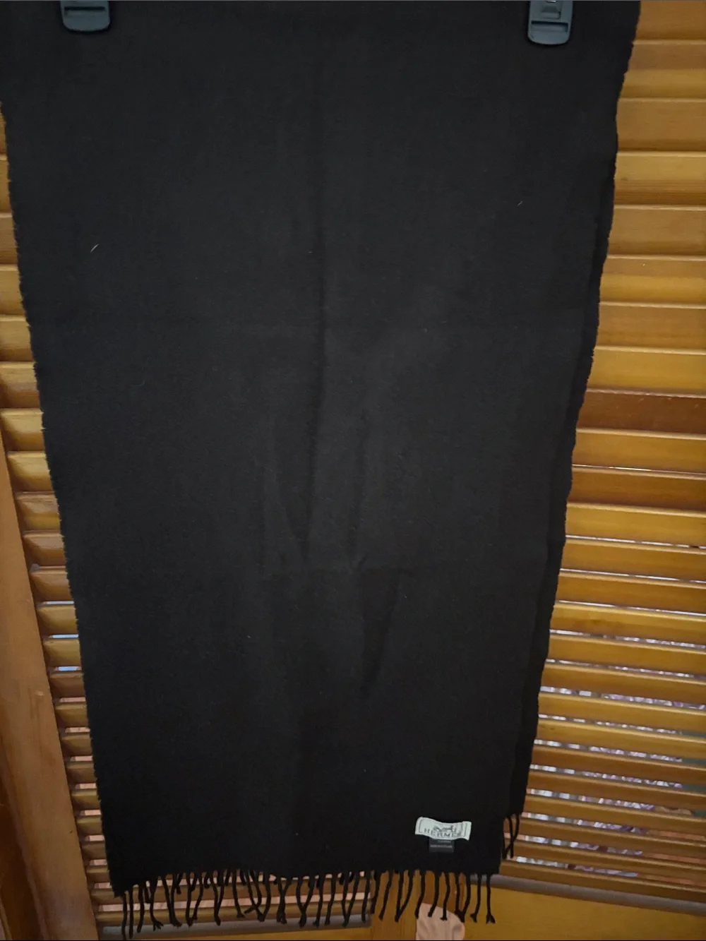 Hermes Brown Cashmere Fringe Scarf